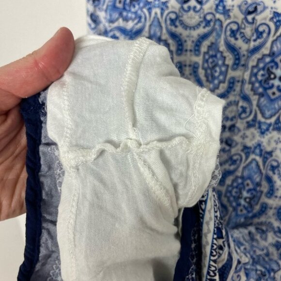 Anthropologie Paisley Print Romper Long Sleeves Blue White Bohemian XS Elevenses - Picture 6 of 16